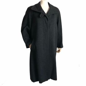 Bill Blass Coat Ladies Wool Charcoal Gray Fall Winter Coat Trench Style Vintage
